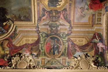 Die Sühne für die korsischen Angriffe im Jahr 1664, Deckenmalerei aus der Galerie des Glaces